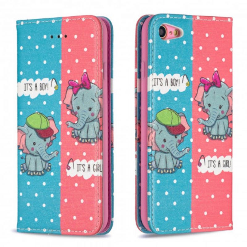 Bescherming Hoesje voor iPhone SE 3 / SE 2 / 8 / 7 Folio-hoesje Baby Olifanten