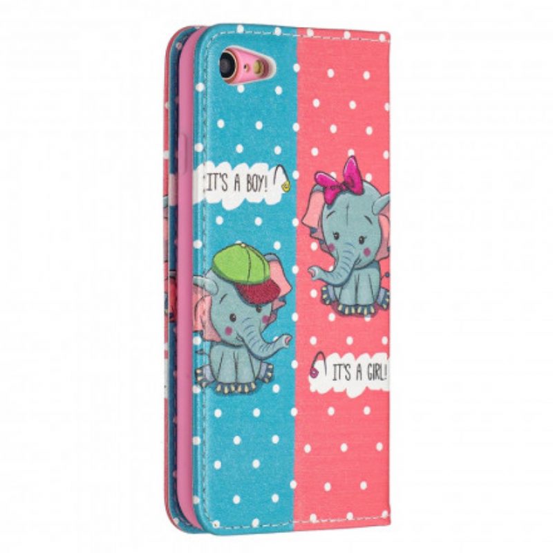 Bescherming Hoesje voor iPhone SE 3 / SE 2 / 8 / 7 Folio-hoesje Baby Olifanten