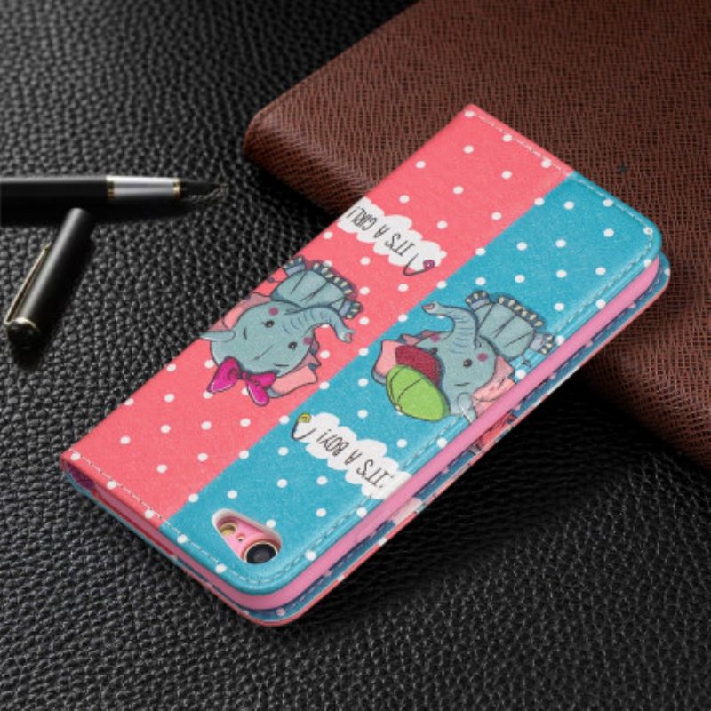 Bescherming Hoesje voor iPhone SE 3 / SE 2 / 8 / 7 Folio-hoesje Baby Olifanten