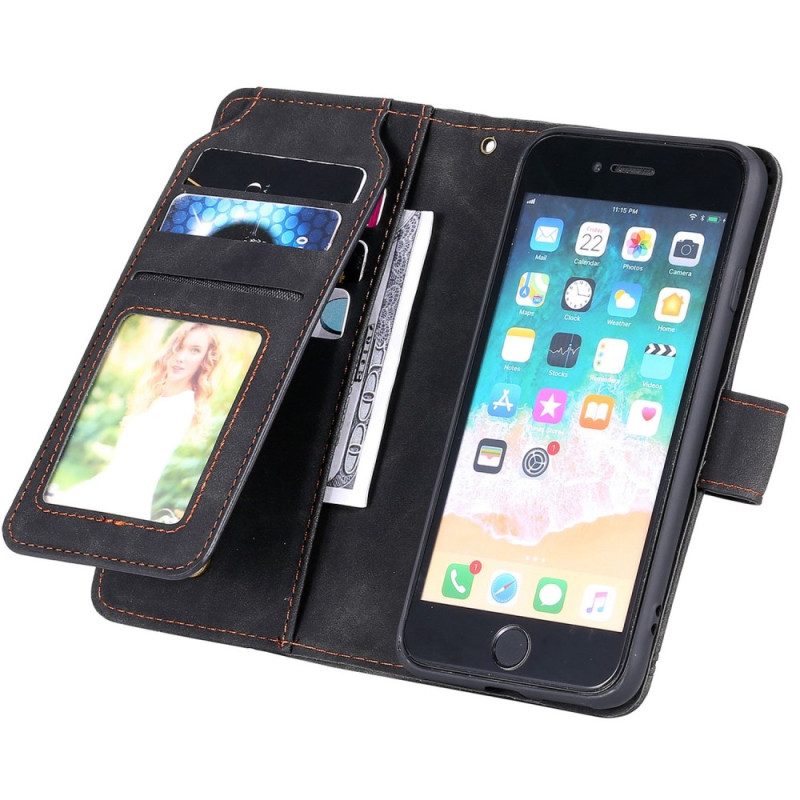 Flip Case voor iPhone SE 3 / SE 2 / 8 / 7 Verticale Steunkaarthouder