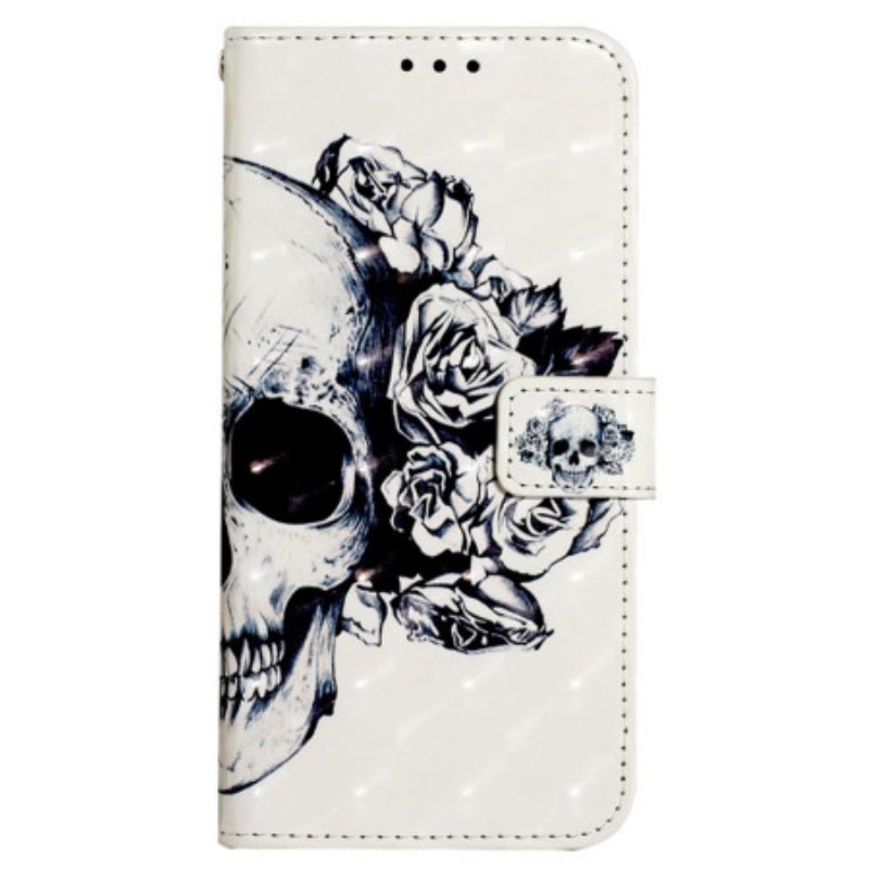 Folio-hoesje voor iPhone SE 3 / SE 2 / 8 / 7 Bloemrijke Schedel