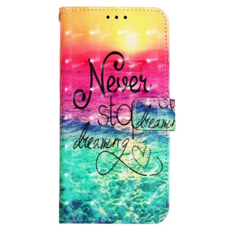 Folio-hoesje voor iPhone SE 3 / SE 2 / 8 / 7 Met Ketting Stop Nooit Met Dromen Strappy