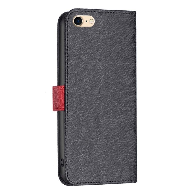 Folio-hoesje voor iPhone SE 3 / SE 2 / 8 / 7 Tweekleurige Binfen-kleur