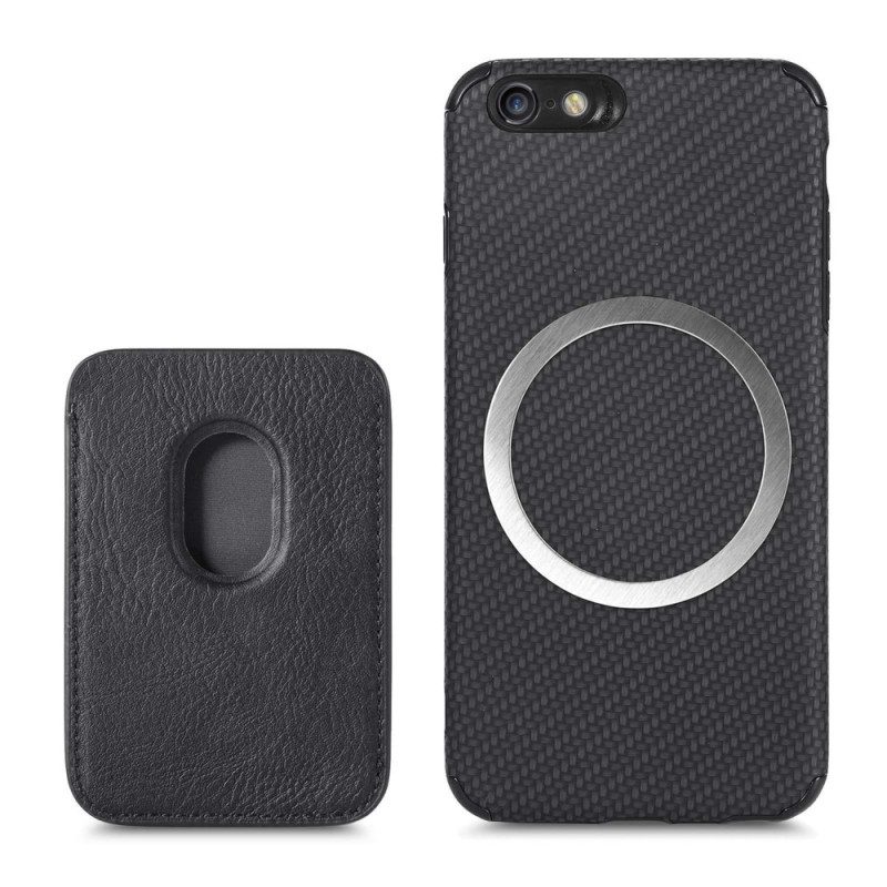 Hoesje voor iPhone SE 3 / SE 2 / 8 / 7 Afneembare Kaarthouder Van Koolstofvezel