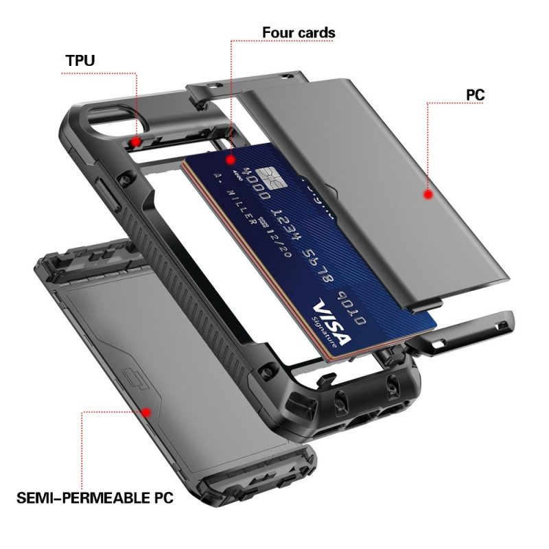 Hoesje voor iPhone SE 3 / SE 2 / 8 / 7 Compartiment 4 Kaarthouders