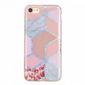 Hoesje voor iPhone SE 3 / SE 2 / 8 / 7 Glitter Design Marmer