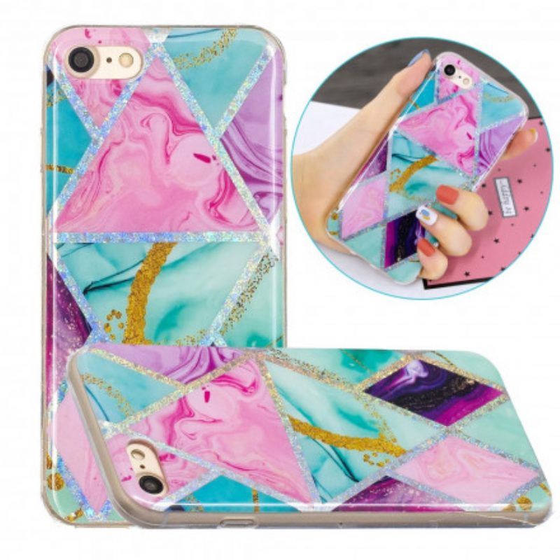 Hoesje voor iPhone SE 3 / SE 2 / 8 / 7 Glitter Design Marmer