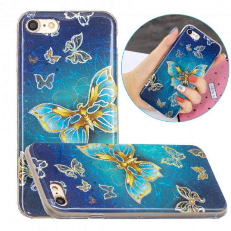 Hoesje voor iPhone SE 3 / SE 2 / 8 / 7 Glitter Ontwerp Vlinders