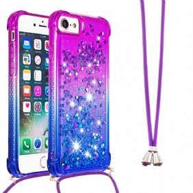 Hoesje voor iPhone SE 3 / SE 2 / 8 / 7 Met Koord Glitter Siliconen Koord