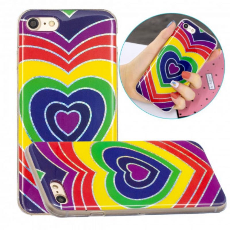 Hoesje voor iPhone SE 3 / SE 2 / 8 / 7 Vintage Glitter Hart