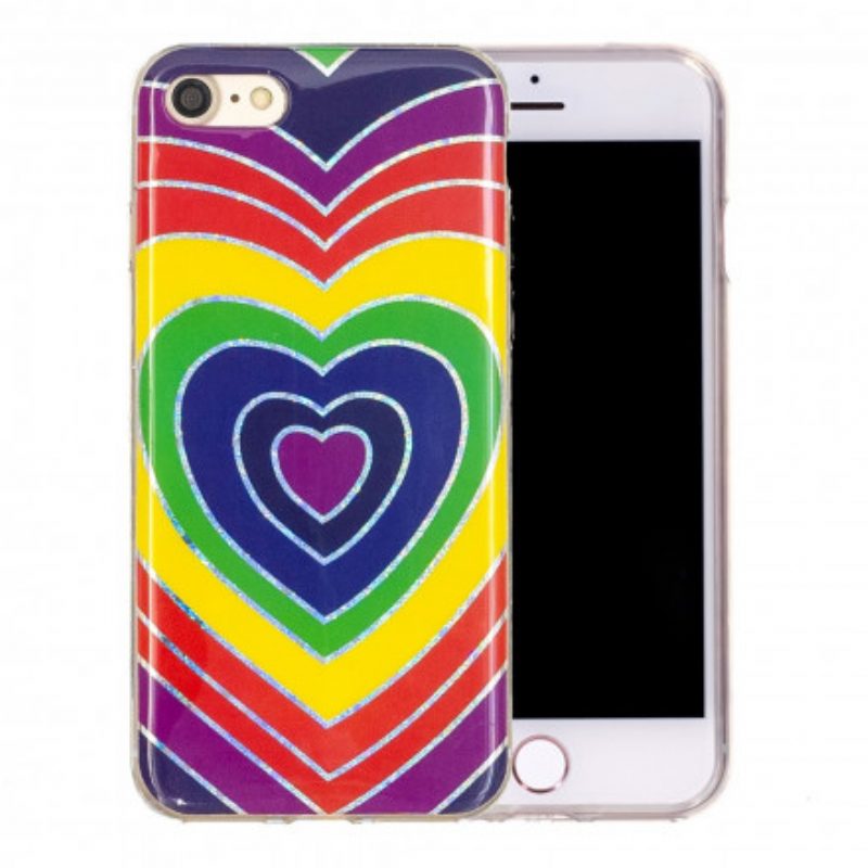 Hoesje voor iPhone SE 3 / SE 2 / 8 / 7 Vintage Glitter Hart