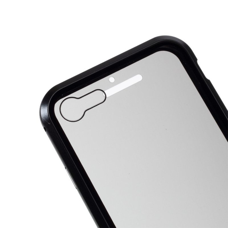 Hoesje voor iPhone SE 3 / SE 2 / 8 / 7 Voor- En Achterkant Van Gehard Glas En Metaal