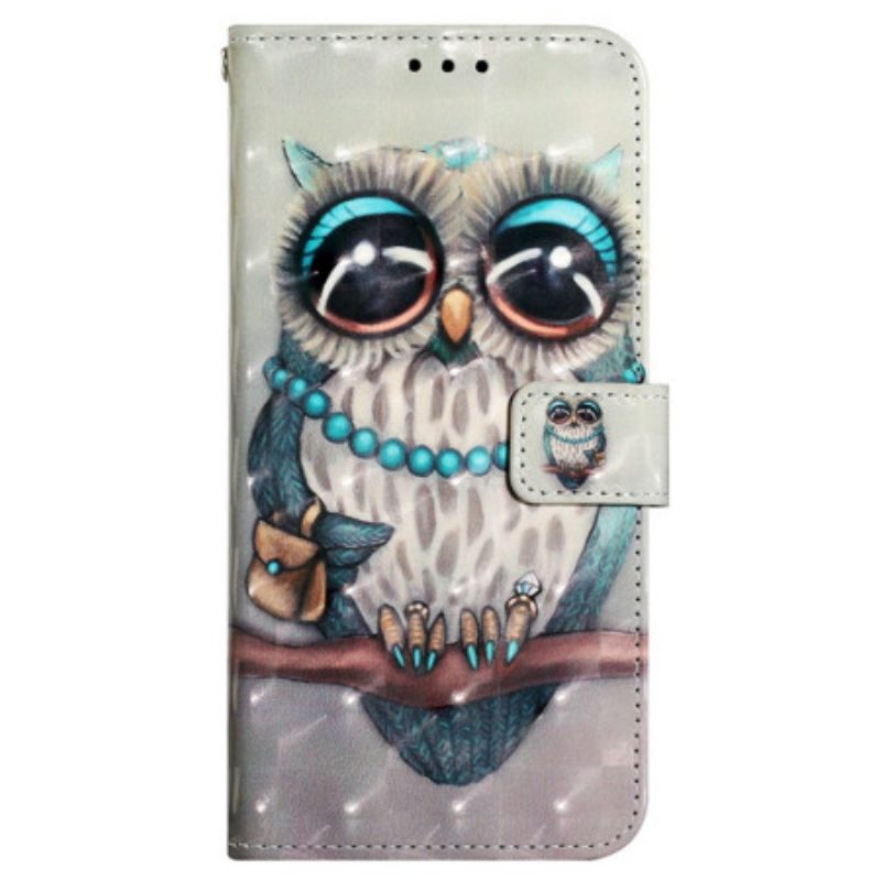 Leren Hoesje voor iPhone SE 3 / SE 2 / 8 / 7 Met Ketting Miss Uil Met Riem