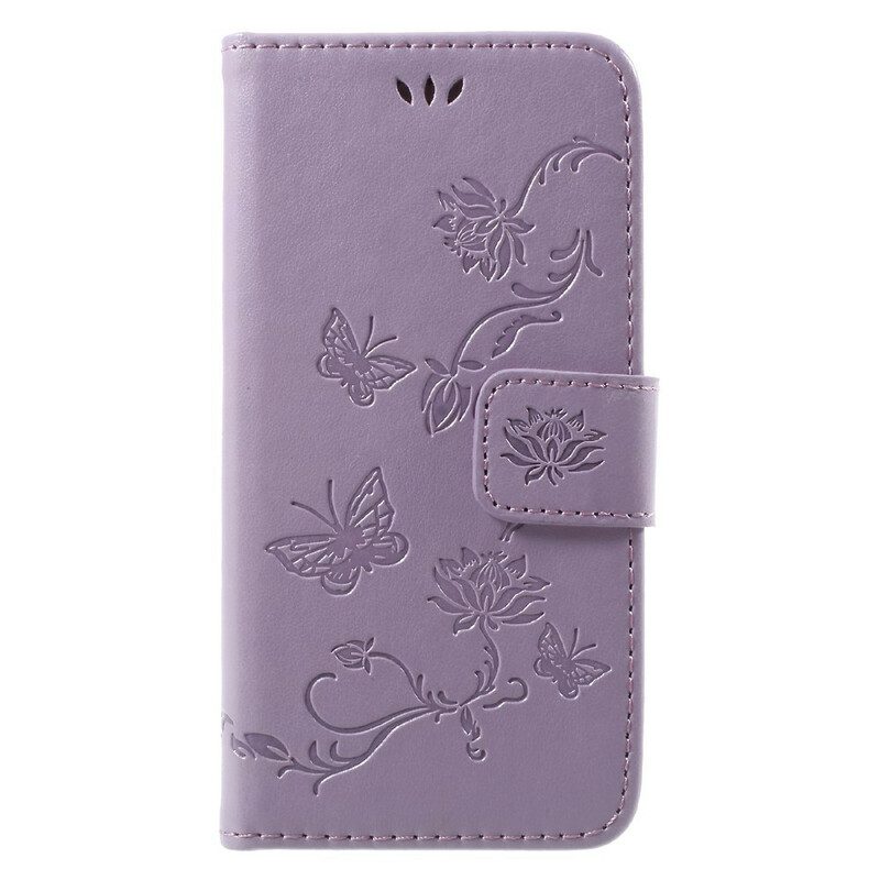 Leren Hoesje voor iPhone SE 3 / SE 2 / 8 / 7 Met Ketting Strakke Bloemen