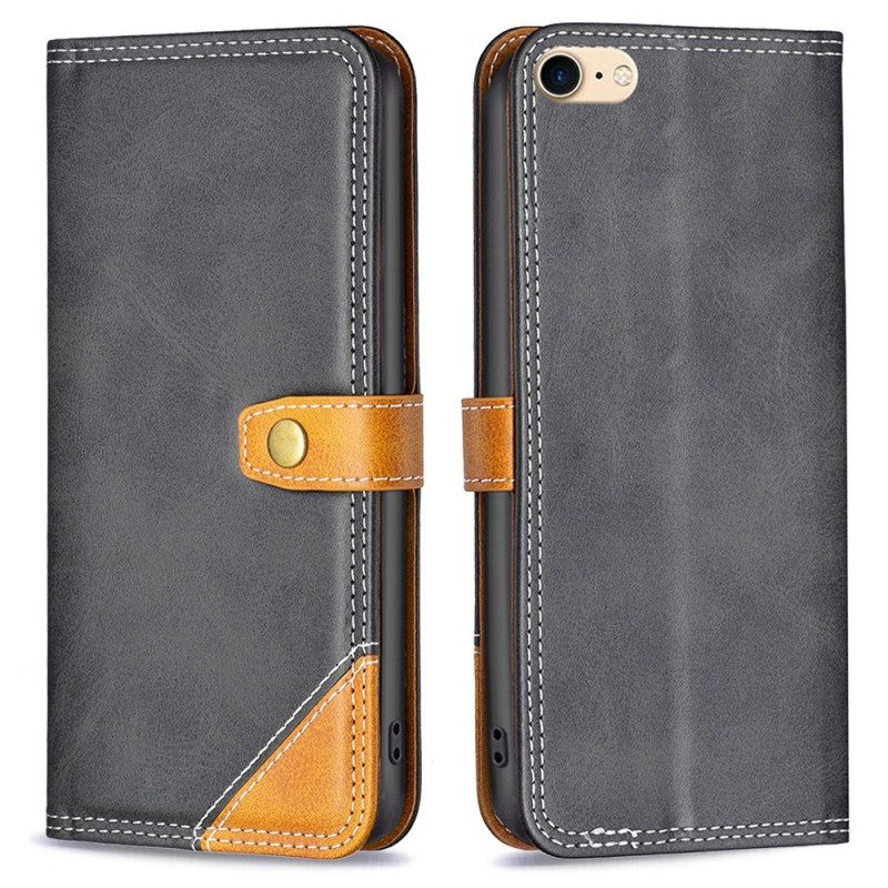 Leren Hoesje voor iPhone SE 3 / SE 2 / 8 / 7 Tweekleurige Binfen-kleur