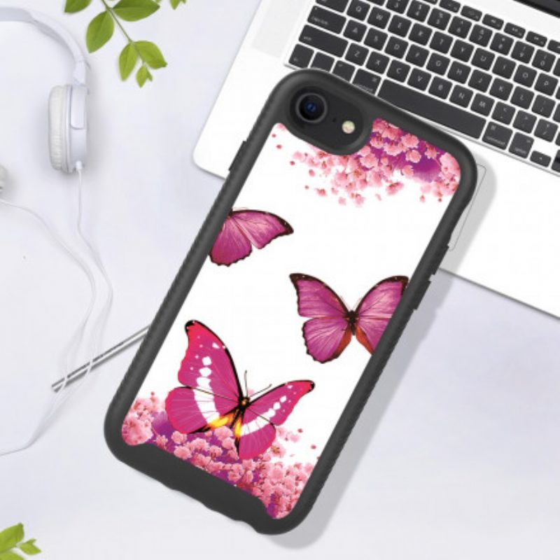 Telefoonhoesje voor iPhone SE 3 / SE 2 / 8 / 7 Bescherming Hoesje Vlinders Met Dubbele Bescherming