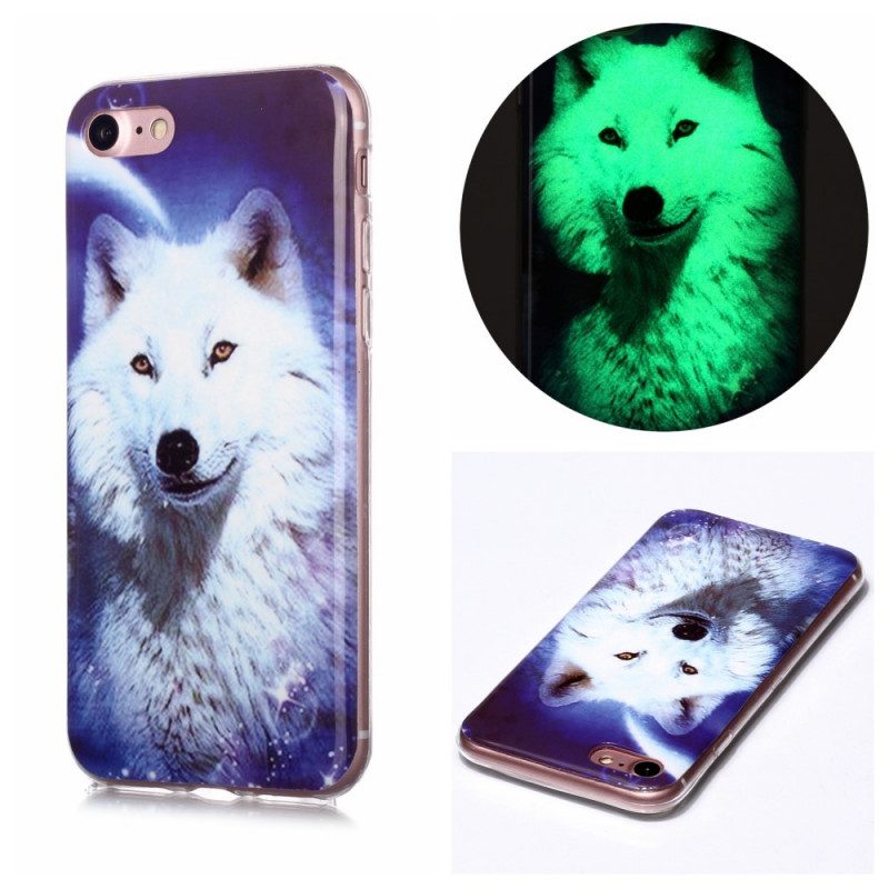 Telefoonhoesje voor iPhone SE 3 / SE 2 / 8 / 7 Fluorescerende Wolf