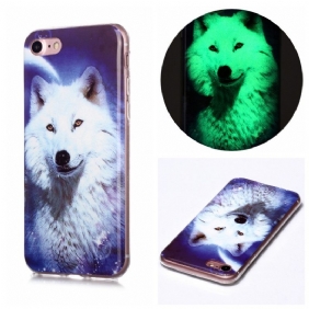 Telefoonhoesje voor iPhone SE 3 / SE 2 / 8 / 7 Fluorescerende Wolf