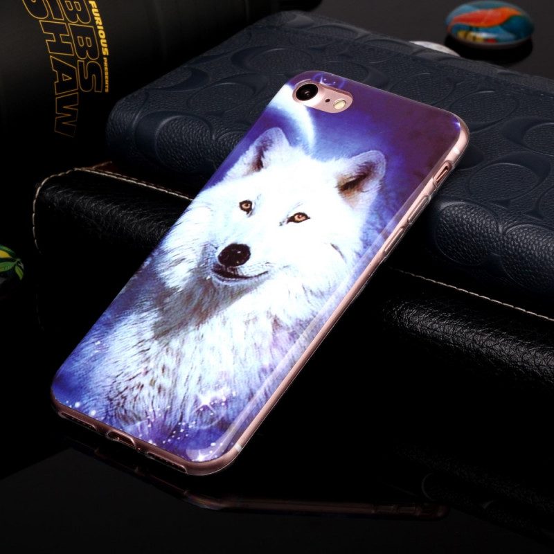 Telefoonhoesje voor iPhone SE 3 / SE 2 / 8 / 7 Fluorescerende Wolf