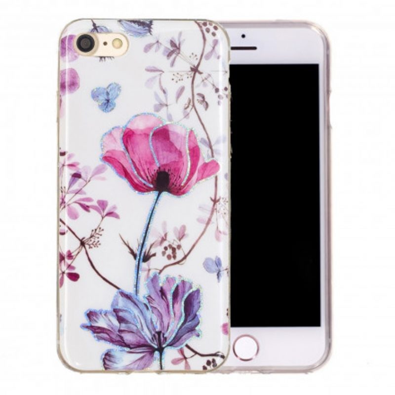 Telefoonhoesje voor iPhone SE 3 / SE 2 / 8 / 7 Glitter Ontwerp Bloemen