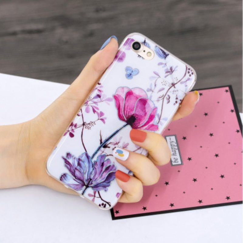 Telefoonhoesje voor iPhone SE 3 / SE 2 / 8 / 7 Glitter Ontwerp Bloemen