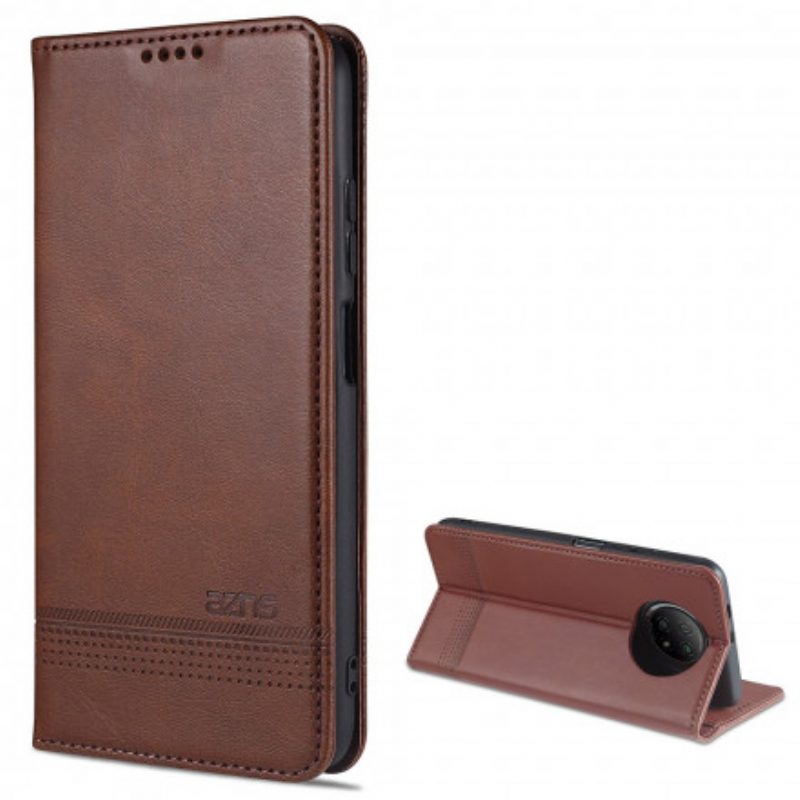 Bescherming Hoesje voor Xiaomi Redmi Note 9 5G Folio-hoesje Azns Leerstyling