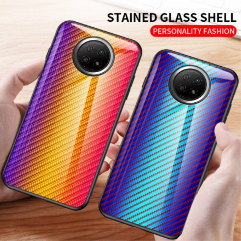 Telefoonhoesje voor Xiaomi Redmi Note 9 5G Koolstofvezel Gehard Glas