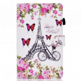 Flip Case voor Samsung Galaxy Tab A7 (2020) Eiffeltoren Fiets