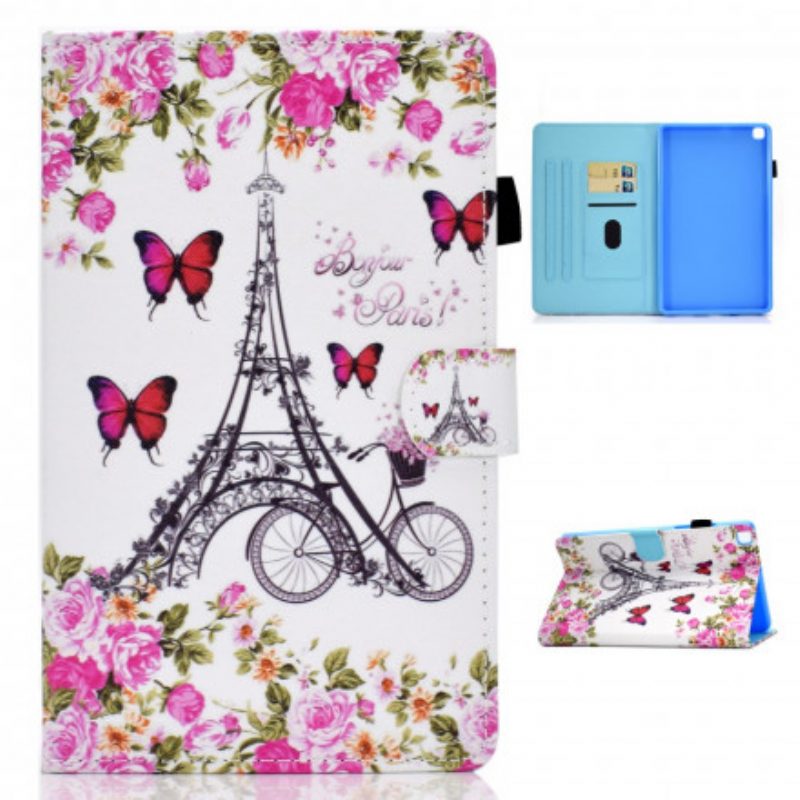 Flip Case voor Samsung Galaxy Tab A7 (2020) Eiffeltoren Fiets