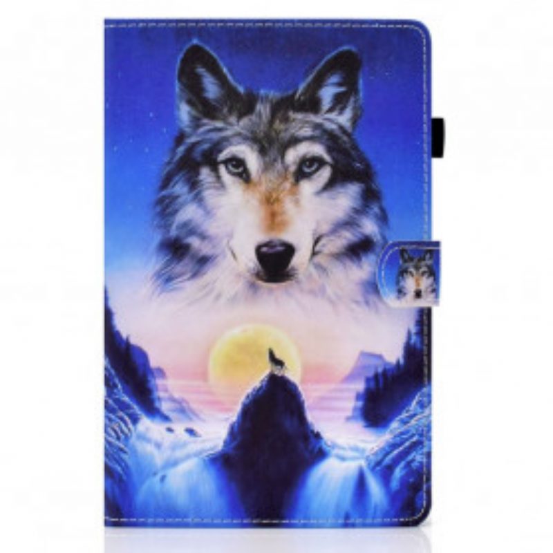 Leren Hoesje voor Samsung Galaxy Tab A7 (2020) Berg Wolf