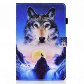 Leren Hoesje voor Samsung Galaxy Tab A7 (2020) Berg Wolf