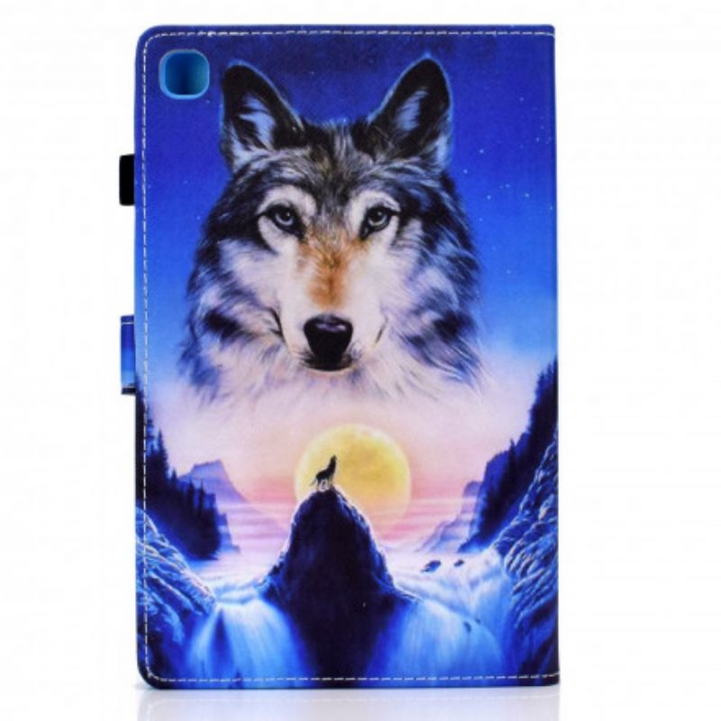 Leren Hoesje voor Samsung Galaxy Tab A7 (2020) Berg Wolf