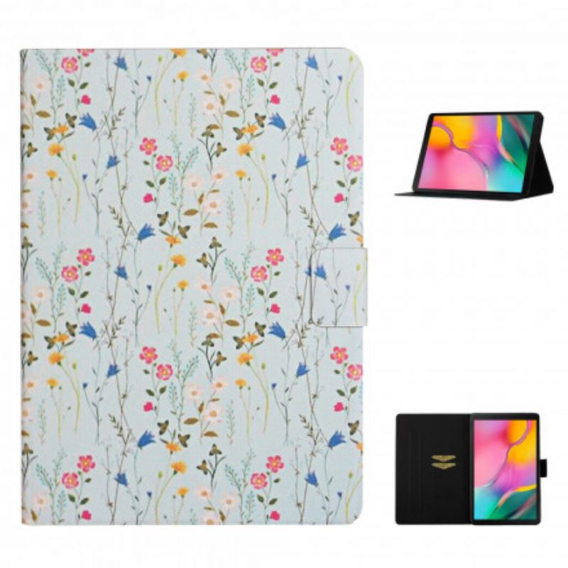 Leren Hoesje voor Samsung Galaxy Tab A7 (2020) Bloemen Bloemen Bloemen