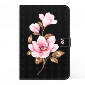 Leren Hoesje voor Samsung Galaxy Tab A7 (2020) Lichte Vlek Roze Bloemen