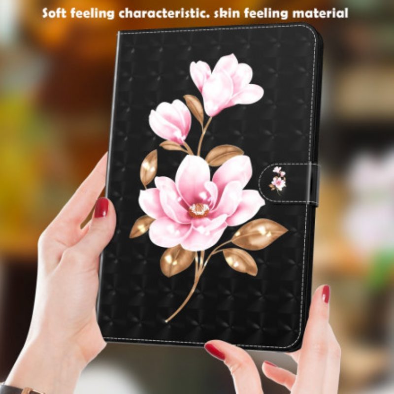 Leren Hoesje voor Samsung Galaxy Tab A7 (2020) Lichte Vlek Roze Bloemen