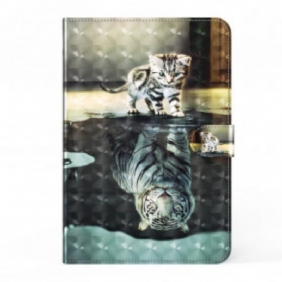 Leren Hoesje voor Samsung Galaxy Tab A7 (2020) Lichtvlek Cat's Dream