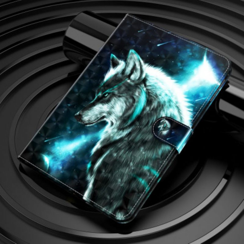 Leren Hoesje voor Samsung Galaxy Tab A7 (2020) Lichtvlek Wilde Wolf