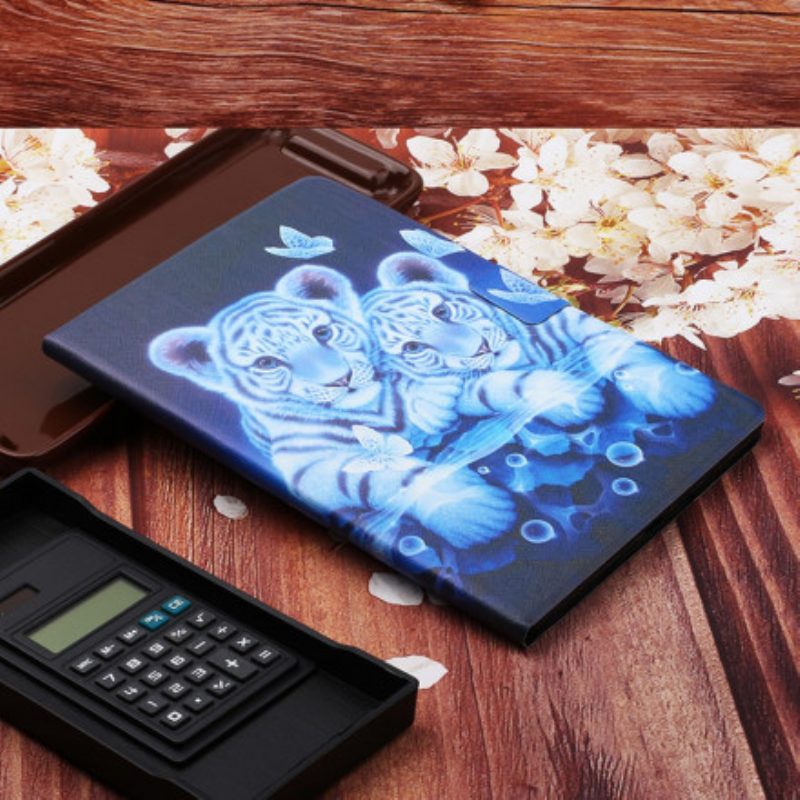 Leren Hoesje voor Samsung Galaxy Tab A7 (2020) Tijgers