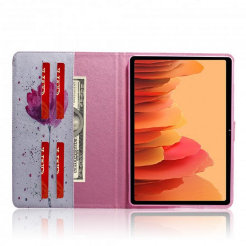 Telefoonhoesje Leren Hoesje voor Samsung Galaxy Tab A7 (2020) Papaver