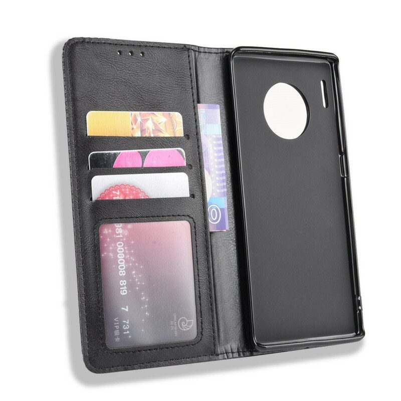 Bescherming Hoesje voor Huawei Mate 30 Pro Folio-hoesje Gestileerd Vintage Leereffect