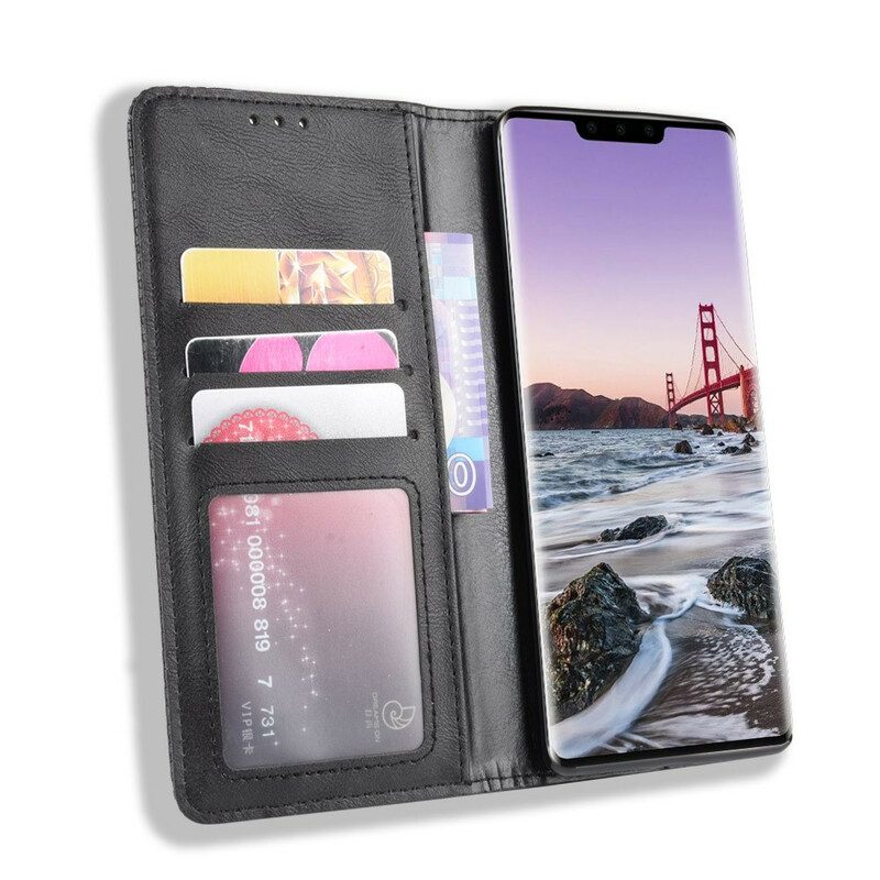 Bescherming Hoesje voor Huawei Mate 30 Pro Folio-hoesje Gestileerd Vintage Leereffect