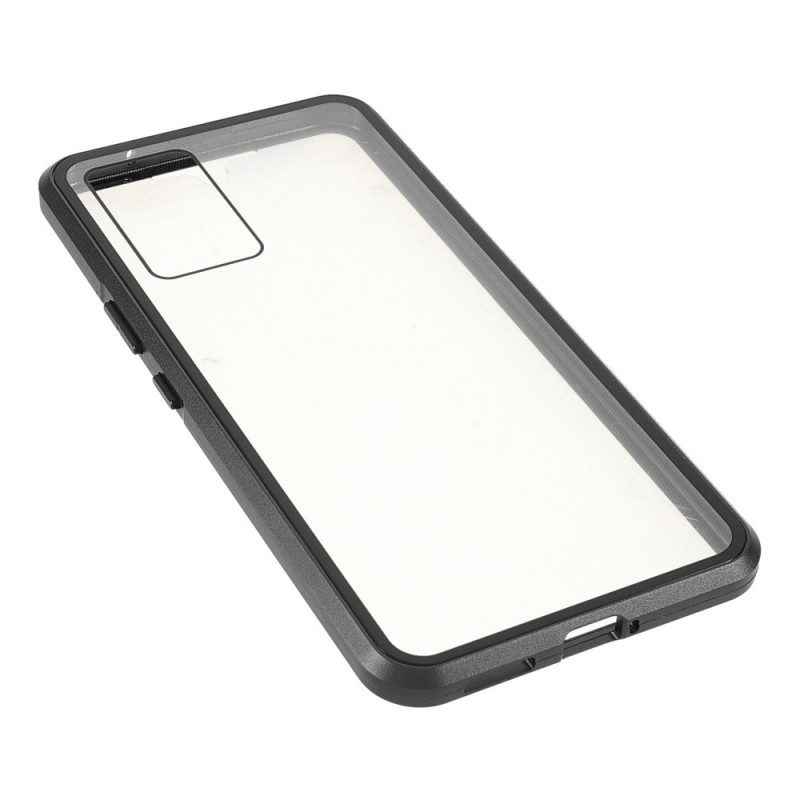 Hoesje voor Vivo V21 5G Tweezijdig Magnetisch Gehard Glas En Metaal