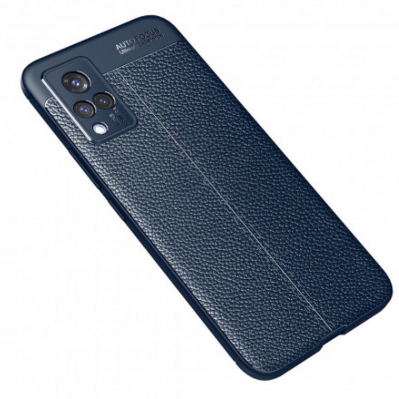 Telefoonhoesje voor Vivo V21 5G Dubbellijnig Litchi-leereffect