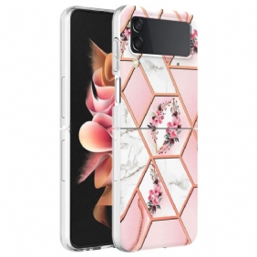 Hoesje voor Samsung Galaxy Z Flip 4 Folio-hoesje Bloemen Marmer