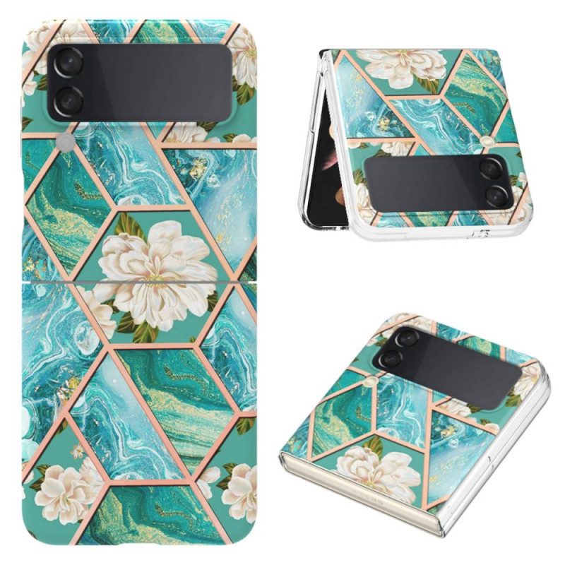 Hoesje voor Samsung Galaxy Z Flip 4 Folio-hoesje Bloemen Marmer