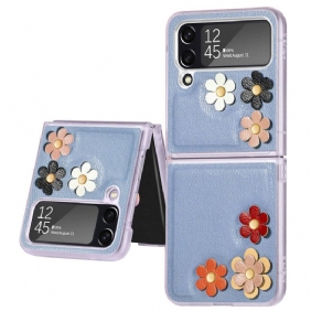 Hoesje voor Samsung Galaxy Z Flip 4 Folio-hoesje Bloemen Van Imitatieleer