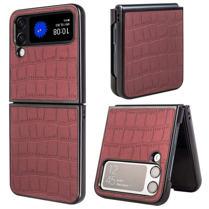 Hoesje voor Samsung Galaxy Z Flip 4 Folio-hoesje Krokodillenhuidstijl