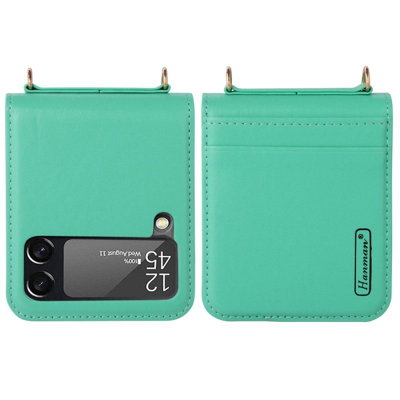 Hoesje voor Samsung Galaxy Z Flip 4 Folio-hoesje Leren Stijl Met Riem