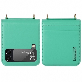 Hoesje voor Samsung Galaxy Z Flip 4 Folio-hoesje Leren Stijl Met Riem