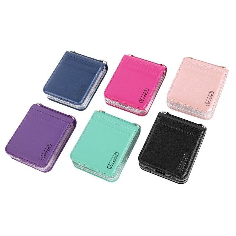 Hoesje voor Samsung Galaxy Z Flip 4 Folio-hoesje Leren Stijl Met Riem